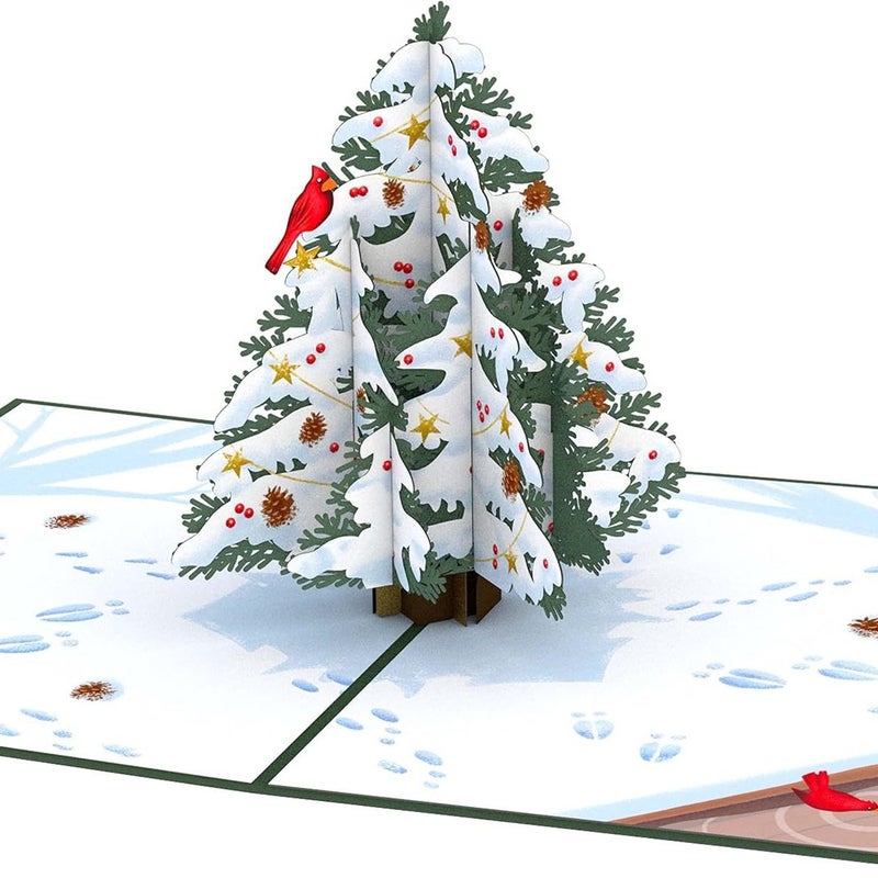 Baomei Christmas Card With Square Front, Self-Printed Handmade Christmas Tree Ink-Style 3D Pop-Up Greeting Card, 2026 New Year Greeting Card - Image 1